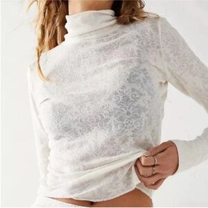 Free People Cream Long Sleeve Top